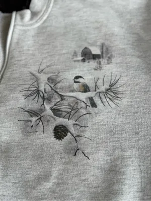 Vintage Cottagecore Gray Chickadee Birds Pullover Sweatshirt Sz Medium thumbnail 8
