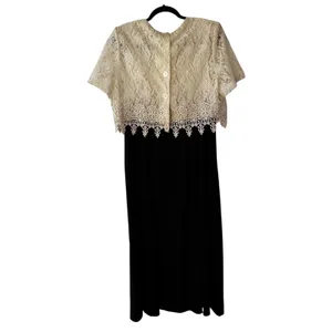 Jeffrey & Dara Black Lace Overlay Vintage Dress Formal Evening Occasion‎ Size 16 thumbnail 10