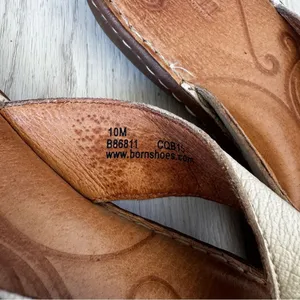 Born Beige Leather Thong Flat Slip On Sandals B86811‎ Women Sz 10 thumbnail 4