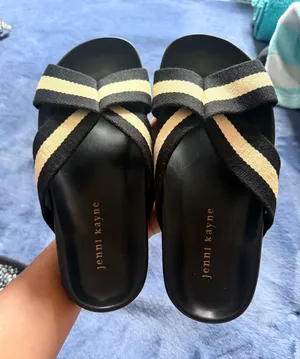 Jenni Kayne black woven slide sandals  thumbnail 1