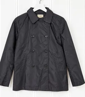 J.Crew Black Nylon Rain Jacket Womens Small Double Breasted Lightweight Coat thumbnail 1