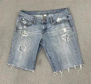 VTG Abercrombie & Fitch Jean Shorts 6 Light Wash Distressed Cut Off Bermuda Y2K thumbnail 1