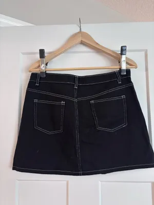 Contrast Denim Skirt Black thumbnail 3