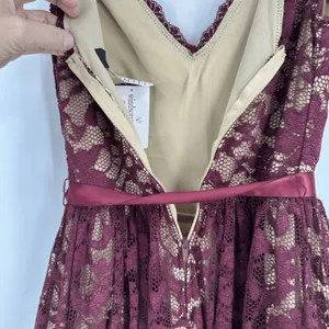Windsor Lace Cocktail Dress Womens S Burgundy Floral Satin Tie‎ Homecoming NWT thumbnail 10