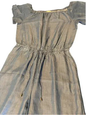 Appraisal Off-The-Shoulder Denim-Look Lyocell Jumpsuit Size M (19” PTP) thumbnail 3