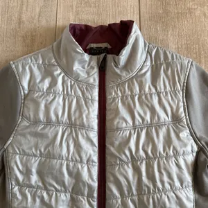 Oakley Women's Gray/Maroon Quilted Full Zip Insulated Jacket Logo Size-L thumbnail 3