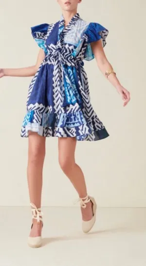 Figue Denissa Patchwork Mini Dress Blue Size XS thumbnail 1