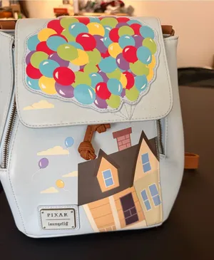 Loungefly Pixar Up House Backpack in Light Blue with Balloons thumbnail 1