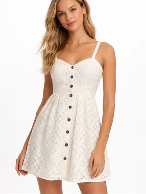 Charlotte Russe Womens White Sundress Size Small Wedding Guest Beach Sorority College Tropical thumbnail 7