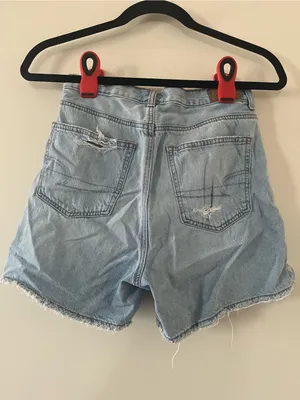 American Eagle Highest Rise Baggy Denim Shorts 0 Light Wash Distressed Casual thumbnail 6