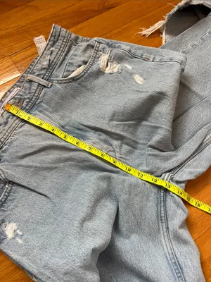 Zara 100% cotton wide leg raw split hem jeans thumbnail 11