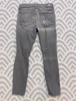 7 FOR ALL MANKIND Women’s Ankle Skinny Gray Distressed Denim Jeans 28 7FAMK thumbnail 4