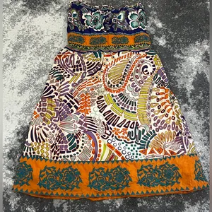Flying Tomato strapless smocked back with self tie multicolor boho print Size M thumbnail 1