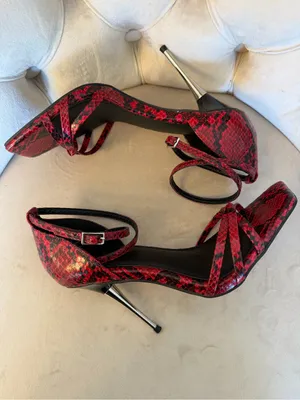 ASOS Red Snakeskin Ankle-Strap Stiletto metal heel heeled a sandals‎ US 7 thumbnail 9