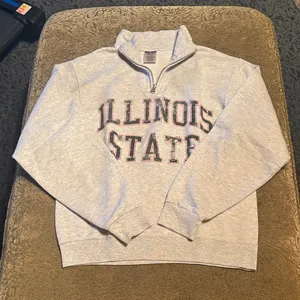Jerzees Gray Illinois State Quarter Zip Hoodie thumbnail 1