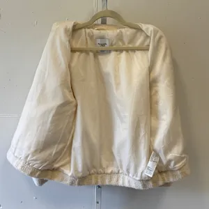 Abercrombie & Fitch Cream Wool Blend Sherpa Bomber Jacket Mock Neck Size Medium thumbnail 2