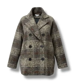 MOLLY BRACKEN plaid double breasted wool tweed coat‎ large thumbnail 1