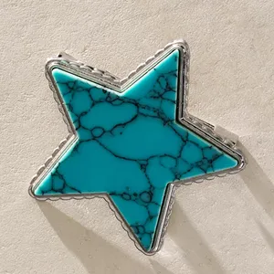 Free People Western Bohemian Star Turquoise High Roller Brooch Rodeo Cowgirl NWT thumbnail 2