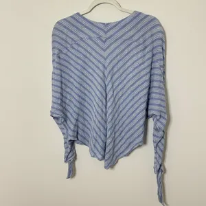 Free People Morning Striped Dolman Top Size Small Blue Minimal Beach Blue Fall thumbnail 6