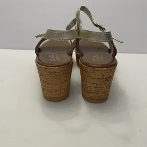 Italian Shoemakers Sandals Womens 8.5 Ankle Strap Gold Open‎ Toe Wedge Heels thumbnail 7