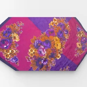 Bally Vintage Silk Floral Square Scarf Purple Magenta 34x34 Designer thumbnail 4