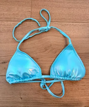 Aerie Blue Metallic Triangle Bikini Medium thumbnail 1