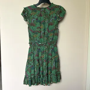 Sugarlips Dress Small Midi Cap Sleeve Smocked Waist Green Floral Fairy Cottage thumbnail 3