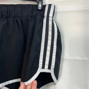 Adidas women's black white striped pull on‎ athletic activewear sports shorts thumbnail 2