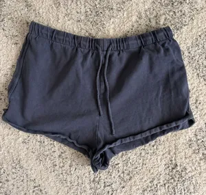 Zara Navy Blue Drawstring Knit Shorts Size Large thumbnail 1