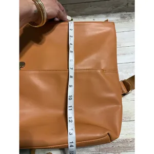 Mark And Graham Vegan Leather Backpack Top Zipper Camel thumbnail 9
