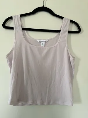Athleta Baby Pink Ribbed Crop Tank Top Balletcore Large Soft Girl Pilates Gym thumbnail 1