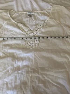 100% cotton Boho Embroidered V-Neck White Women's Blouse Size M thumbnail 5