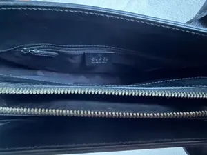 Authentic Gucci Vintage Black Leather Structured Top Handle Bag thumbnail 4