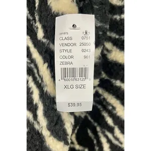 PacSun Zebra Print SzXL Cropped Sherpa Fleece Pullover – Black & Cream thumbnail 9