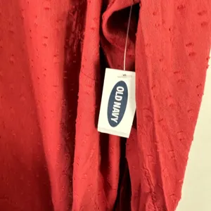 Old Navy Boho Tunic Dress‎ XL Red Swiss Dot Cotton Blend Cottagecore Peasant thumbnail 2