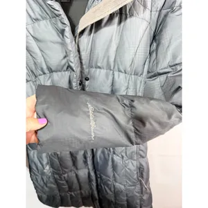 Eddie Bauer Puffer Down Parka Hooded Quilted Jacket Women's PM Medium Steel Gray thumbnail 3