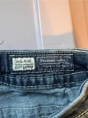 Miss Me Easy Skinny Jeans 29 Mid Rise Rhinestone Embroidered Y2K Blue thumbnail 3