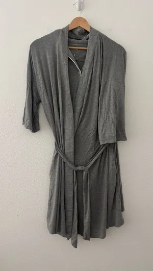 Cozy Earth set robe top and shorts in grey thumbnail 1