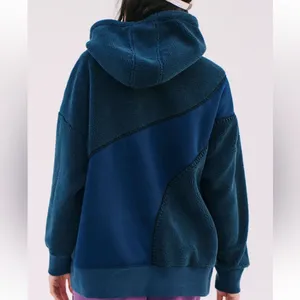 NWT Free People Sprint To The Finish Cozy Hoodie in Midnight Navy Combo thumbnail 4