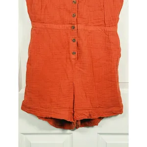 Abercrombie Cotton Gauze Romper Playsuit Womens S Orange Utility Fall Granola thumbnail 6