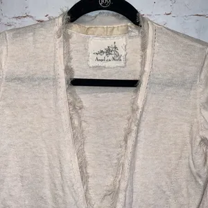 Anthropologie Angel Of The North Sweater Womens Medium Cardigan Cream Tie Front thumbnail 3