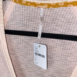 NWT Free People Pink Mustard Yellow Long Sleeve Wrap Auxton Top Women's Small thumbnail 5
