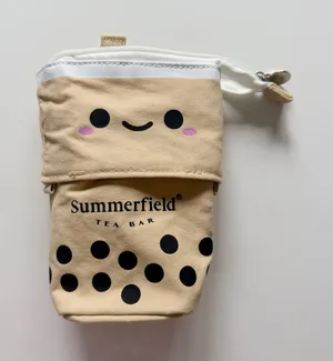 summerfield tea bar boba milk tea pouch, folds into smaller size and has pockets inside, brand new thumbnail 1