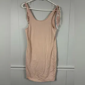 Venus Peach Pink Shoulder Tie Lounge Mini Dress XS Summer Loungewear Beach Cozy thumbnail 2