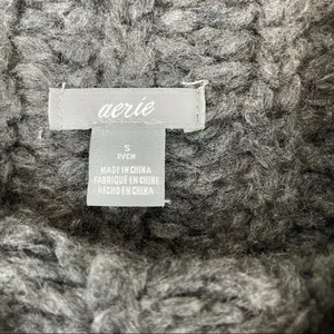 Aerie Grey Chunky Knit Mock Neck Wool Alpaca Sweater thumbnail 6