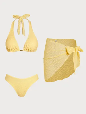 Samiol Yellow Metallic Bikini Three thumbnail 2