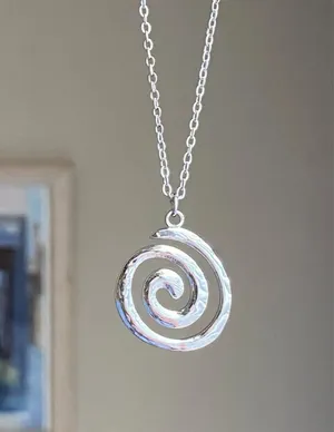 Handmade fully stainless steel spiral swirl uzumaki funky boho grunge style necklace🌀 thumbnail 1