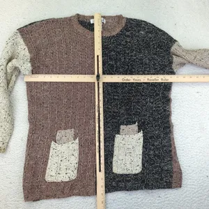 Vintage 1995 Debra Lubell Color Block‎ Knit Sweater Pockets 90s Women's Medium thumbnail 11