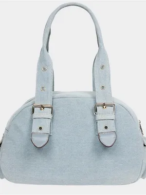 True Religion Light Denim Blue Patchwork Shoulder Bag thumbnail 2