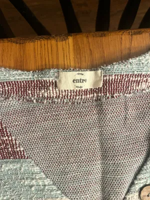 Entro Striped Short-Sleeve dButton-Front Women's Dress in Light Blue and Burgundy thumbnail 2